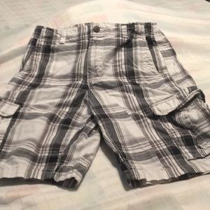 BOYS BLACK/WHITE STRIPED CARGO SHORTS